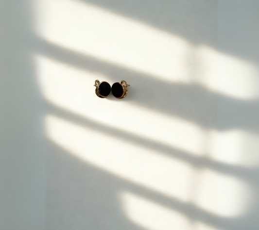 Classic Black Enamel Stud Earrings