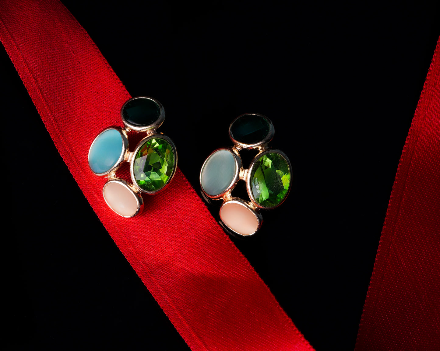 Multicolor Gemstone Cluster Earrings