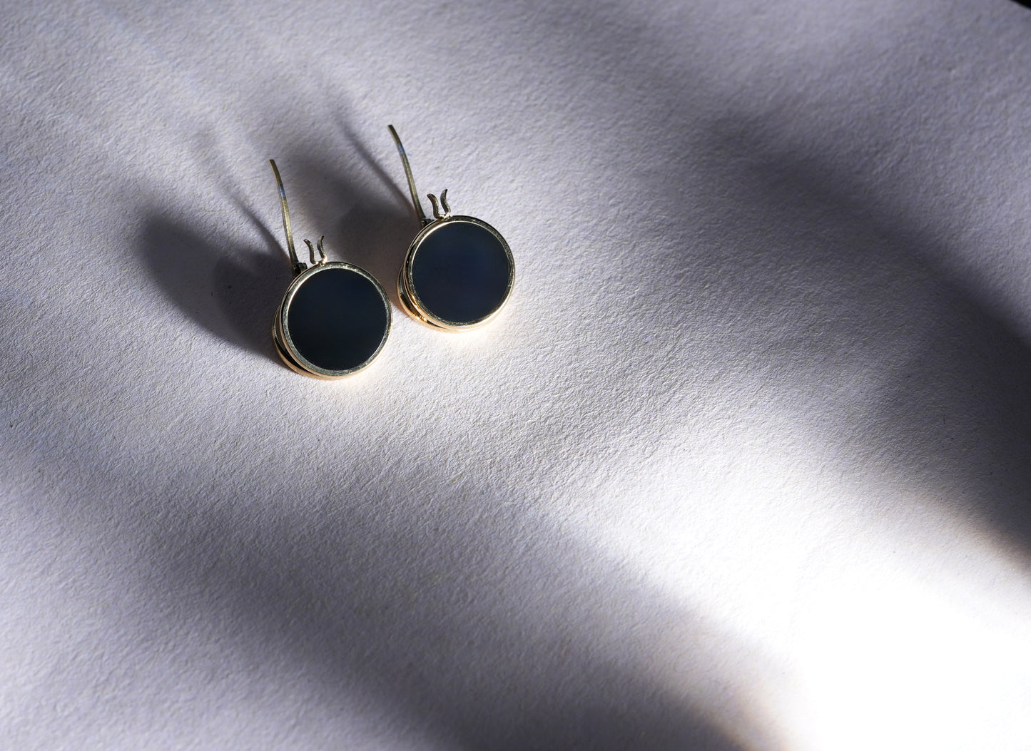 Classic Black Enamel Stud Earrings