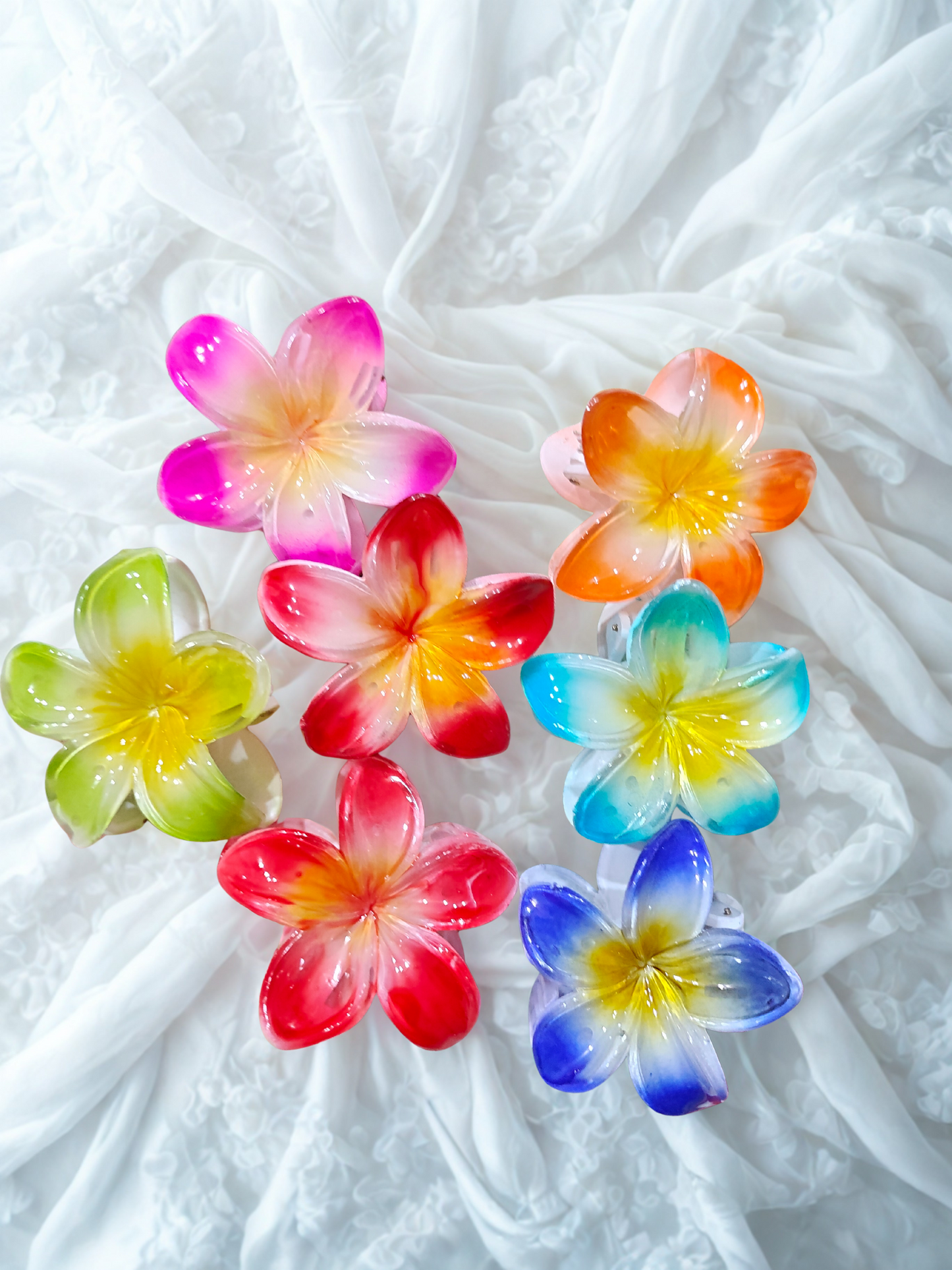 Colorful Plumeria Flower Hair Clips