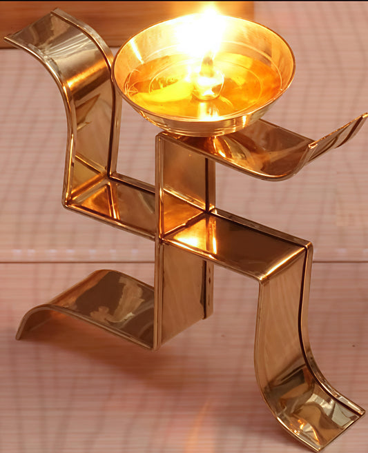 Brass Swastik diya for pooja