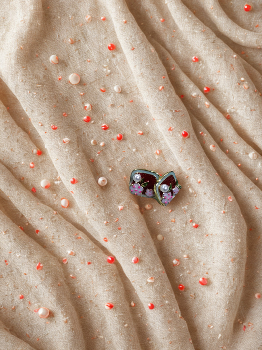 Floral Pearl Accent Stud Earrings