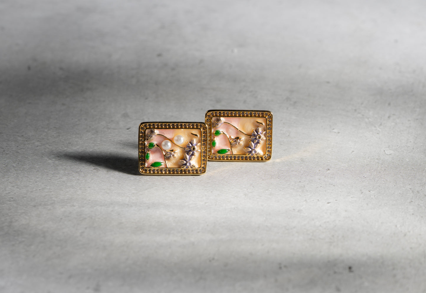 Rectangle Vintage Pearl Earrings