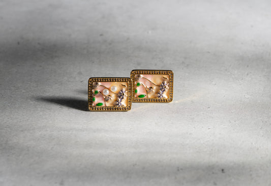 Rectangle Vintage Pearl Earrings