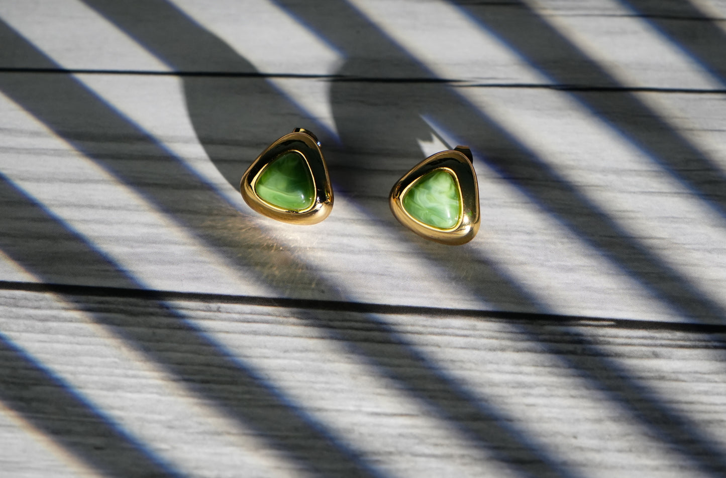 Green Stone Stud Earrings - Fresh Everyday Elegance