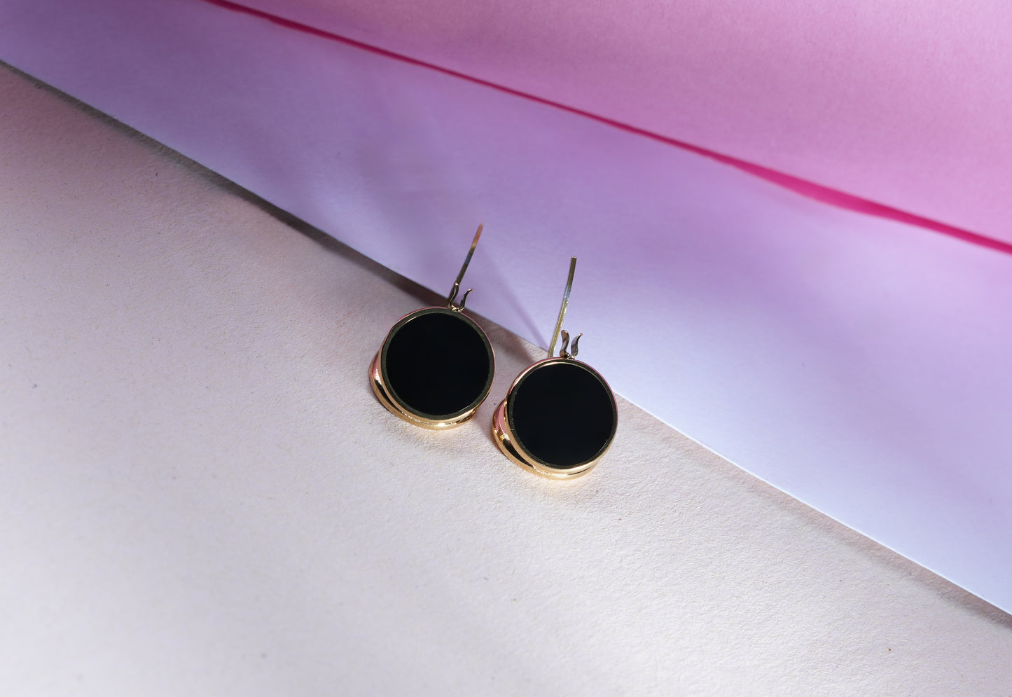 Classic Black Enamel Stud Earrings
