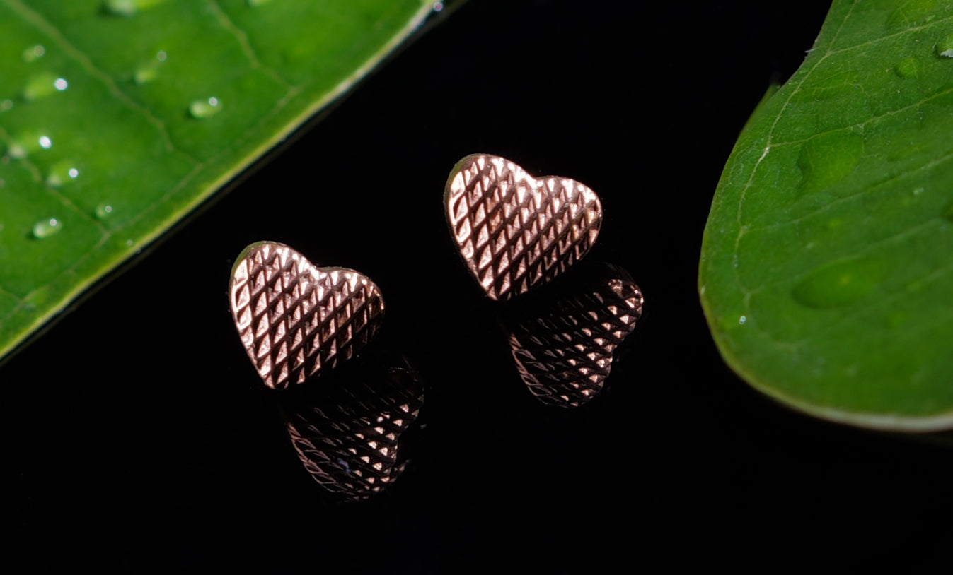 Net Textured Heart shape Earrings