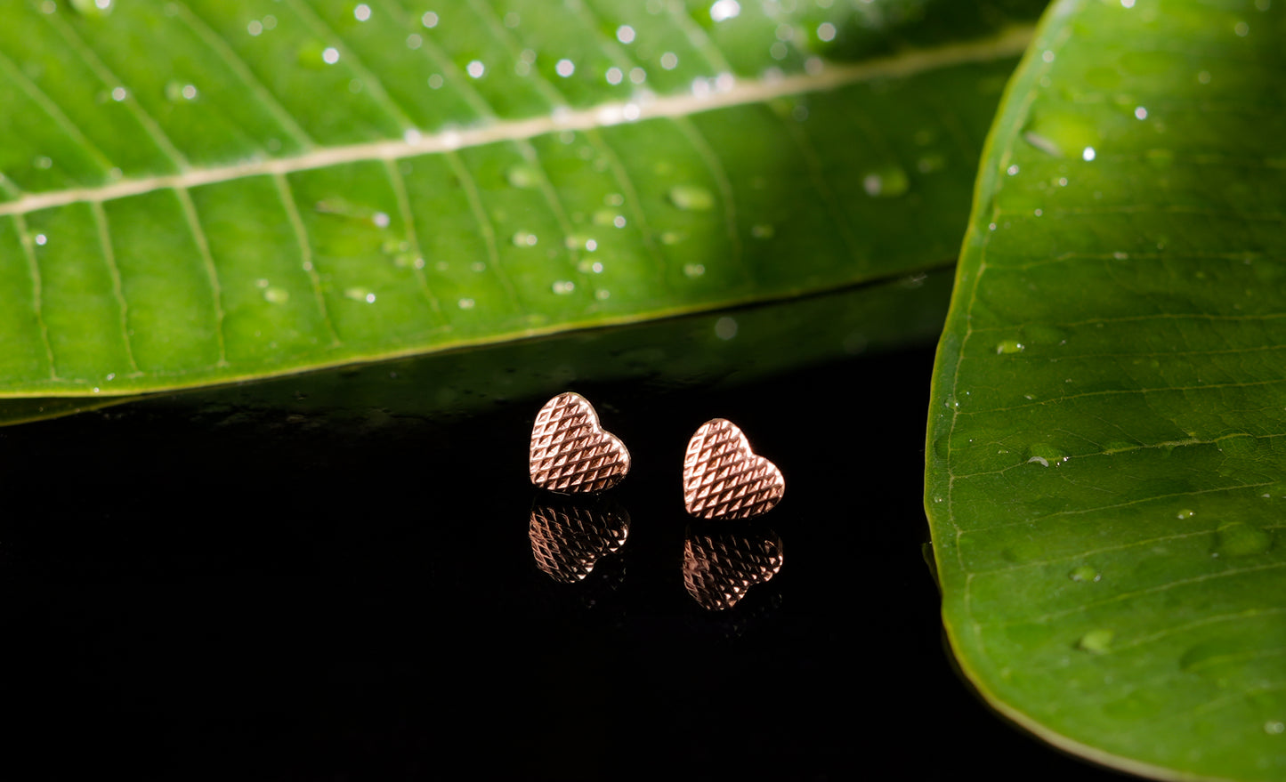 Net Textured Heart shape Earrings