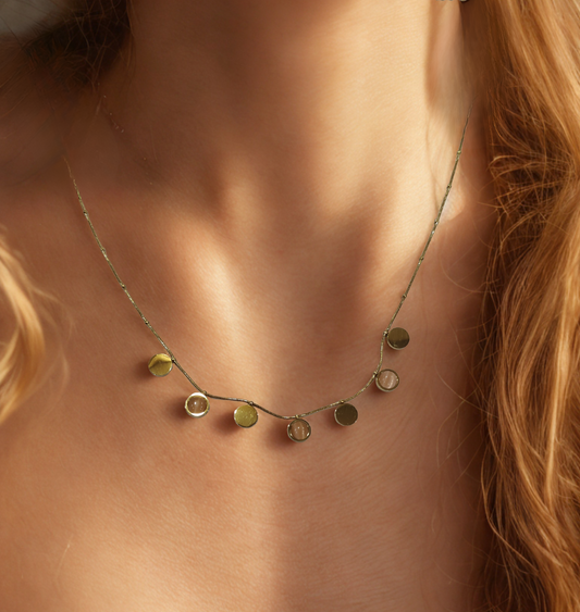 Chic Green & Beige Charm Necklace