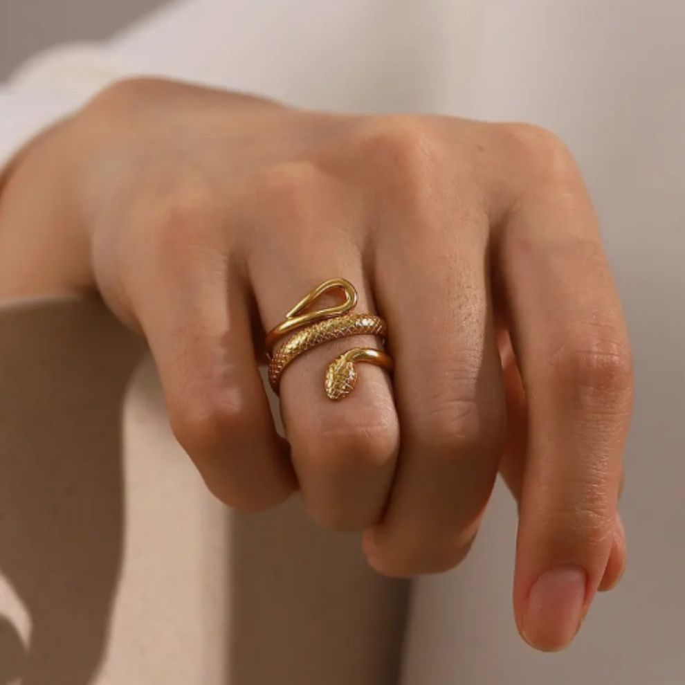 Golden Serpent Wrap Ring