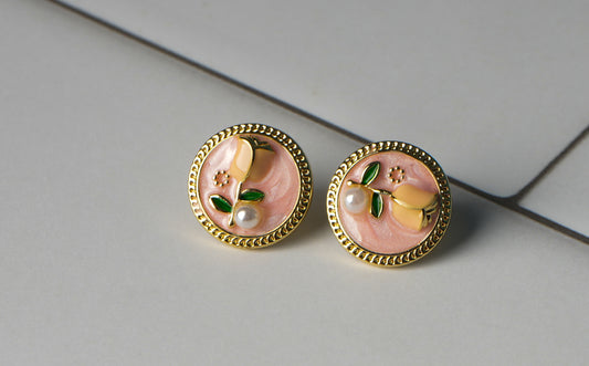 Blooming Rose Enamel Earrings