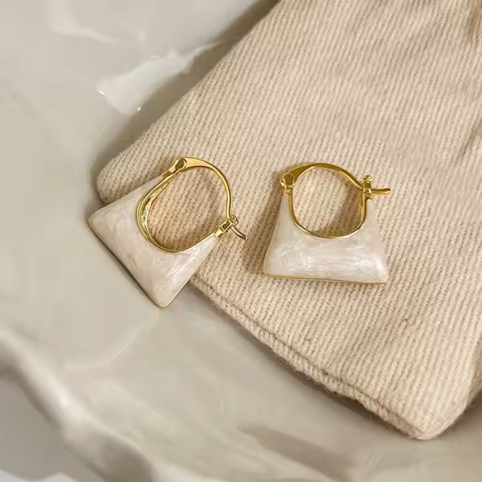 Modern Enamel Triangle Hoop Earrings