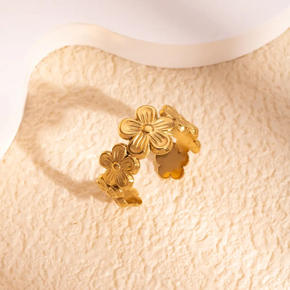 Floral Clover Adjustable Ring