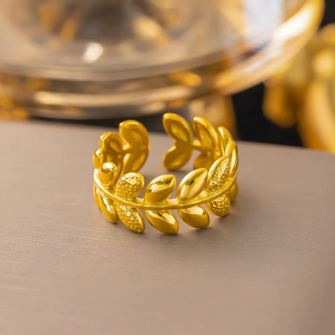 Ivy Leaf Wrapped Open Ring