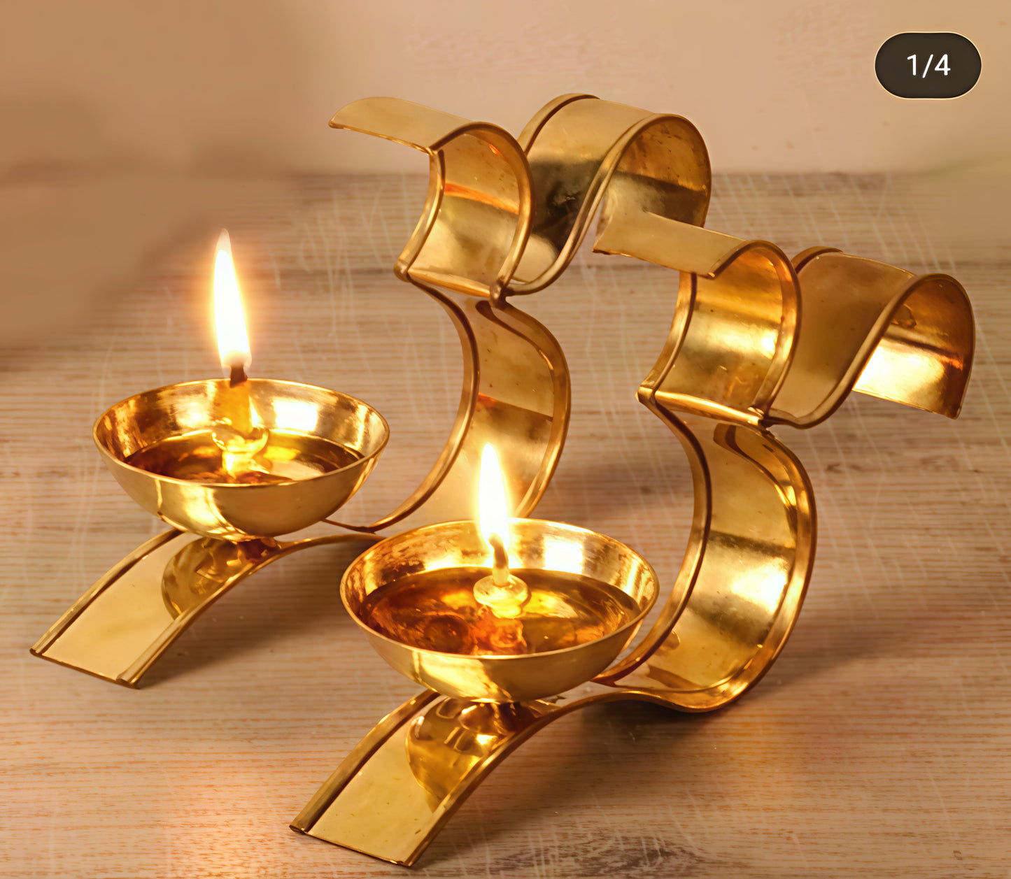 Brass OM diya for pooja