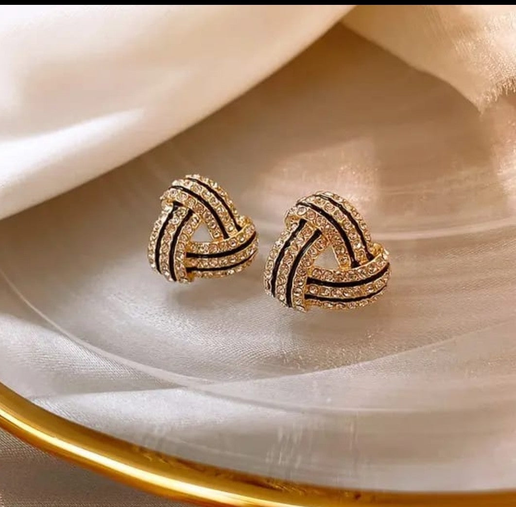 Elegant Crystal Knot Stud Earrings