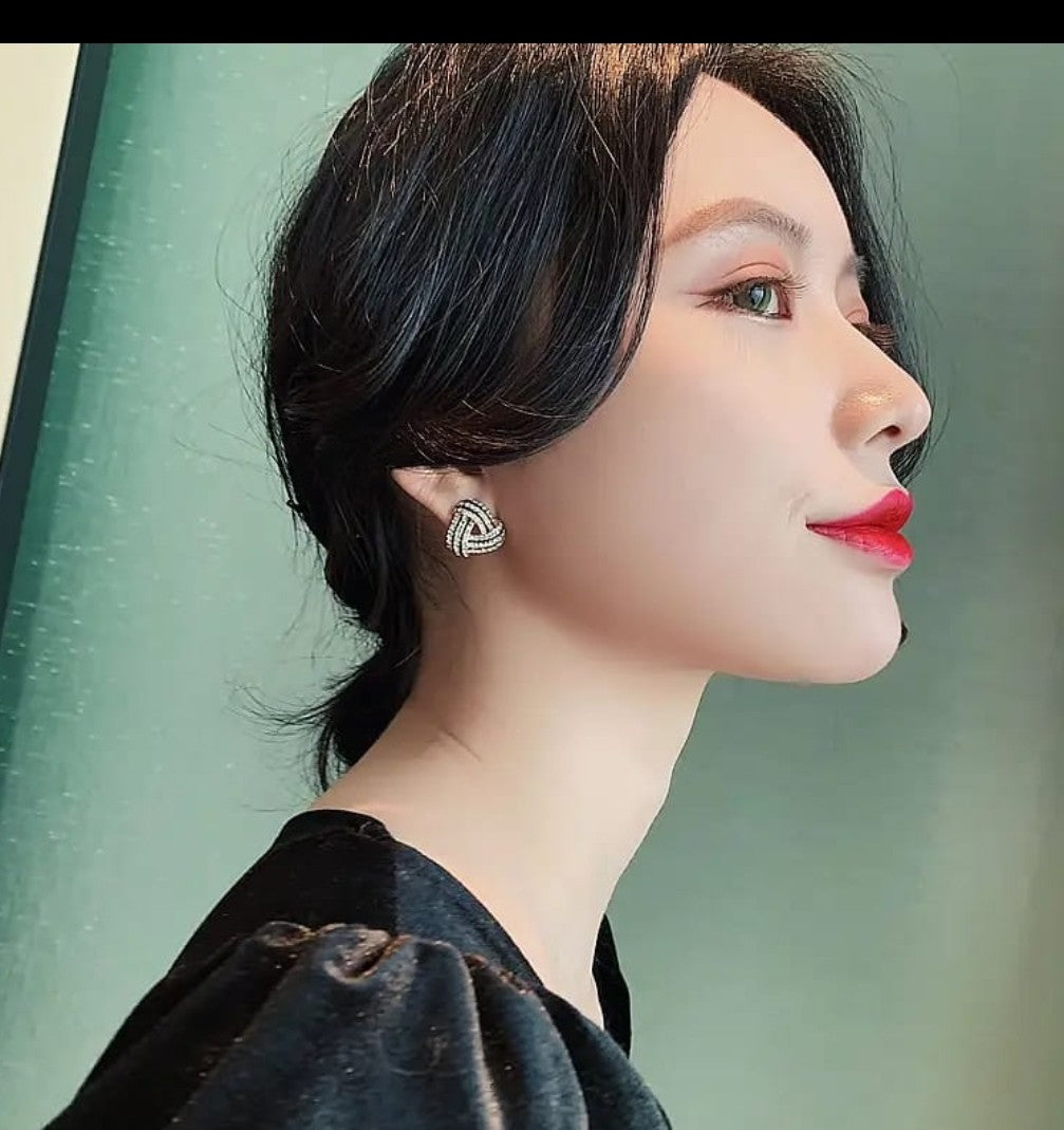 Elegant Crystal Knot Stud Earrings