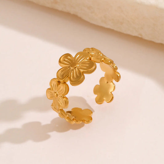 Floral Clover Adjustable Ring