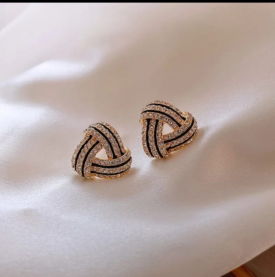 Elegant Crystal Knot Stud Earrings