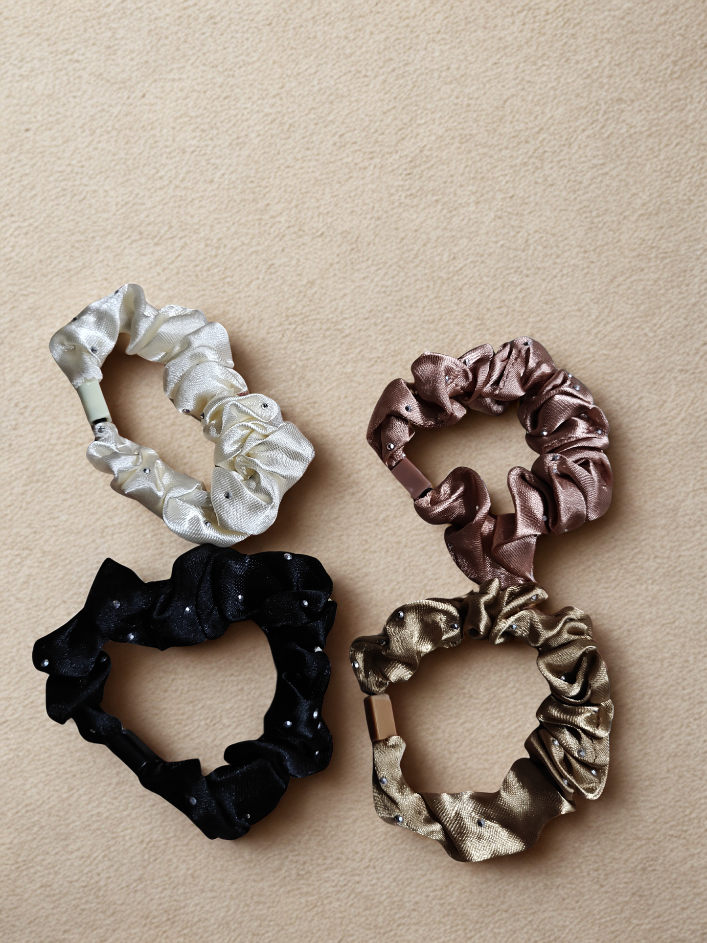 Elegant Satin & Sheer Scrunchie Set
